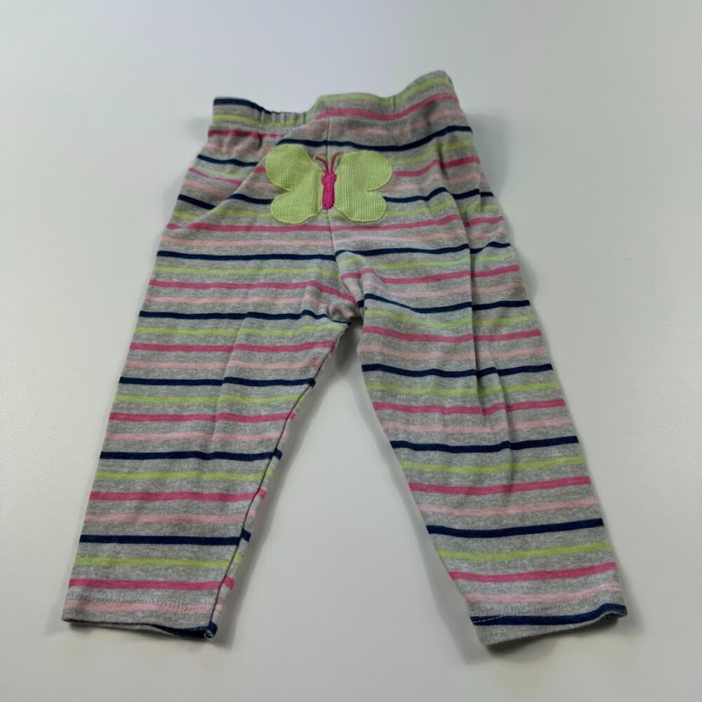 Gerber Baby Girls Pants Embroidered Butterfly & Stripes 6-9 Months